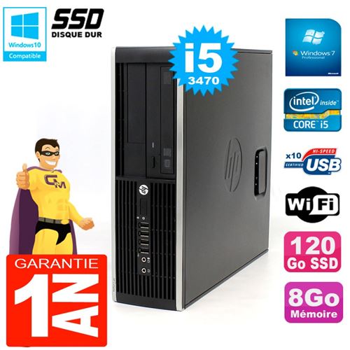 Pc hp compaq 8300 sff core i5-3470 ram 8go disque 120 go ssd graveur dvd wifi w7