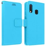 Housse Samsung Galaxy A20e Étui Folio Portefeuille Soft Touch Support Vidéo bleu