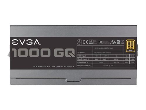 EVGA 1000 GQ - Alimentation électrique (interne) - ATX - 80 PLUS Gold - CA  100-240 V - 1000 Watt - PFC active - Chargeur et câble d'alimentation PC -  Achat & prix