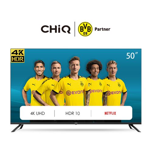 CHiQ U50H7L UHD 4K Smart TV, 50 Pouces(126cm), HDR10/hlg, WiFi, Bluetooth, Youtube, Netflix 5,1, Youtube Kids,3 HDMI ,2 USB,Frameless