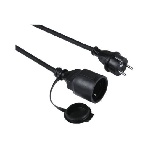 Hama Outdoor Rallonge de câble d'alimentation CEE 7-4 (P) bouchon de protection 5 m noir