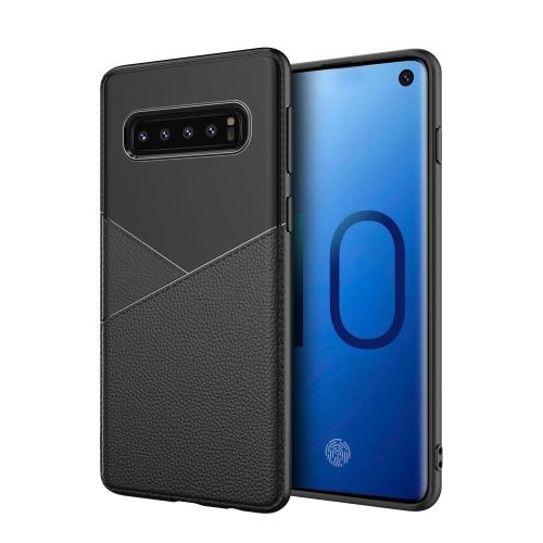 Coque en TPU litchi mou noir pour votre Samsung Galaxy S10