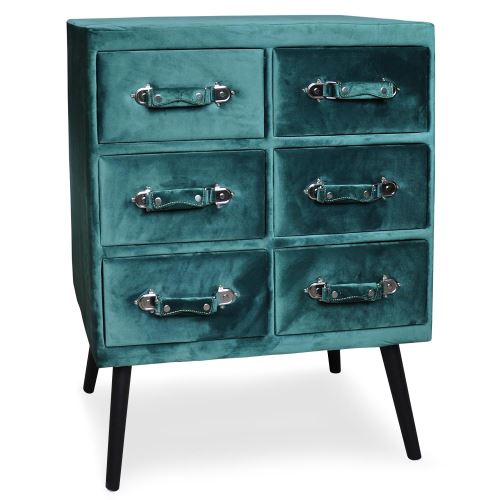 Commode 6 tiroirs Bardo Velours Vert