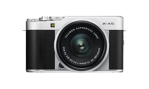 Fujifilm X Series X-A5 - Appareil photo numérique - sans miroir - 24.2 MP - APS-C - 4K / 15 pi/s - 3x zoom optique - Fujinon objectif XC 15-45 mm OIS PZ - Wi-Fi, Bluetooth - argent
