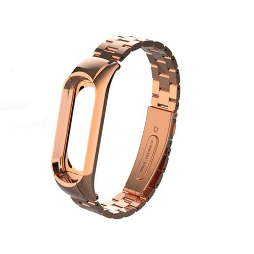 Bracelet en métal sans vis trois perles de ruban en acier inoxydable or rose pour votre Xiaomi Mi Band 3