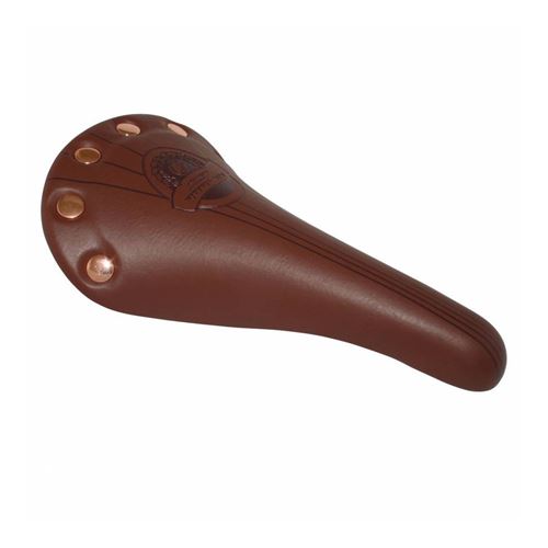 Selle newton route vintage colori marron clair avec rivets 278x155mm rail acier