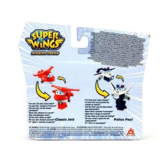 Pack de 2 figurines transformables Super Wings Transform a bot Jett et Paul 5 cm