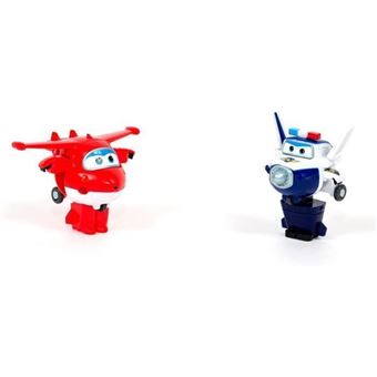Pack de 2 figurines transformables Super Wings Transform a bot Jett et Paul 5 cm