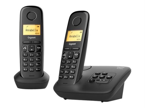 Gigaset A270A Duo - Téléphone sans fil - système de répondeur avec ID d'appelant - DECTGAP - noir + combiné supplémentaire