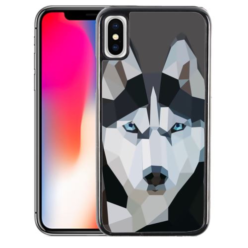 Coque pour iPhone XR loup husky origami