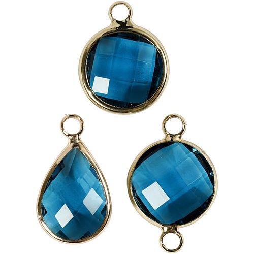 Creotime pendentifs bijoux 15 - 20 mm ronds 6 pièces turquoise