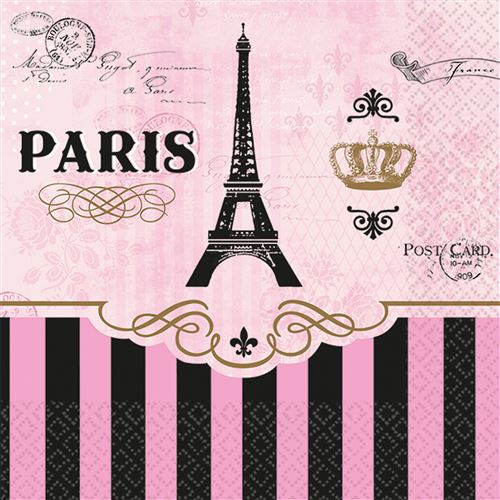 Amscan A Day In Paris serviettes de table 33x33 cm 16 pièces