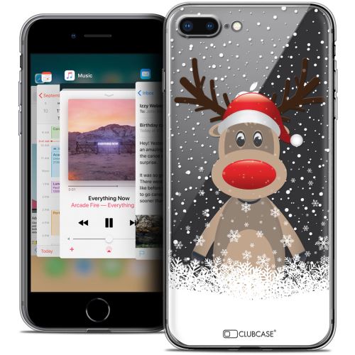 Caseink - Coque Housse Etui Apple iPhone 8 Plus (5.5 ) [Crystal Gel Motif HD Collection Noël 2017 Design Cerf au Bonnet - Souple - Ultra Fin - Imprimé en France]