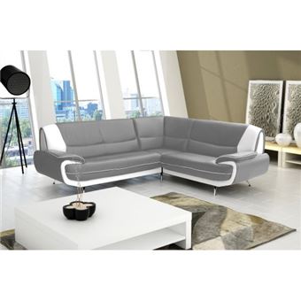 Chloé Design Canapé Dangle Moderne Jana Gris Et Blanc Angle Droit