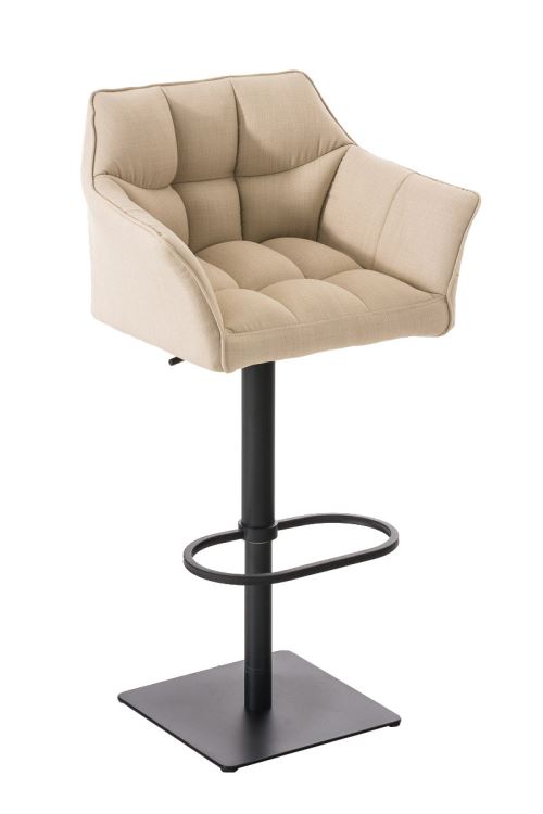 Tabouret de bar Damaso en Tissu , Crème/Noir