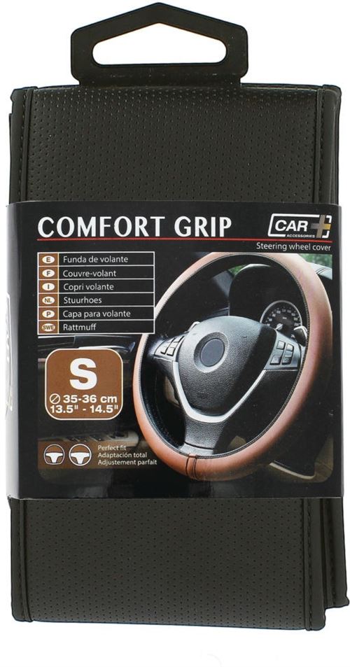 Car Plus Housse de guidon Comfort Grip Vent uni similicuir noir 35-36 cm