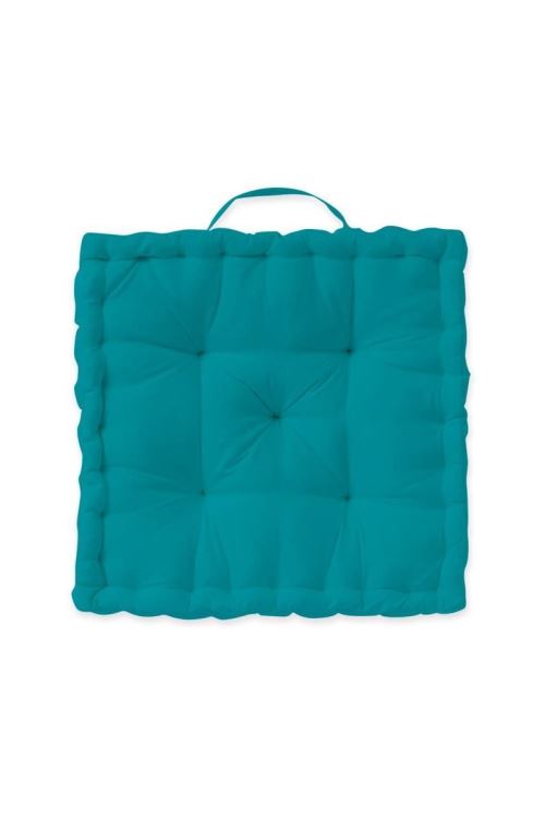 TODAY Coussin de sol 100% coton - 40 x 40 cm - Bleu mer du sud