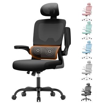 Chaise De Bureau DEVAISE Avec Repose-pieds - Cuir Recyclé, Inclinaison 90°-145°, Soutien Lombaire, Accoudoirs Rembourrés - Supporte 180 Kg - Blanc