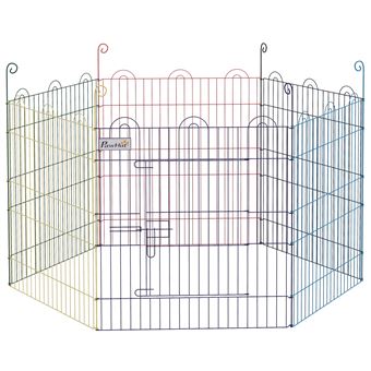 Parc enclos modulable pliable pour animaux 6 panneaux avec porte  verrouillable dim. panneau 70L x 62H cm bois composite acier - Niches cages  chenils et parcs - Achat & prix