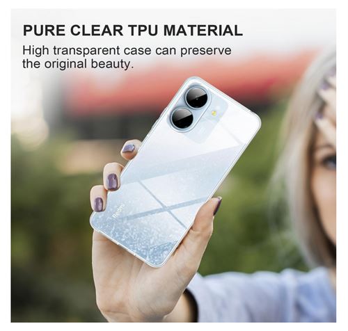 Coque Silicone Transparente Renforcée Pour Xiaomi Redmi 13C / Poco C65 - Pack Accessoires