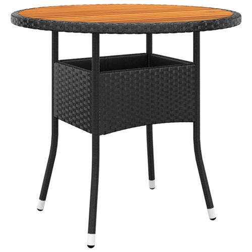 Non Communiqué Noir Table De Jardin Ø80x75 Cm Résine Tressée Et Bois D Acacia