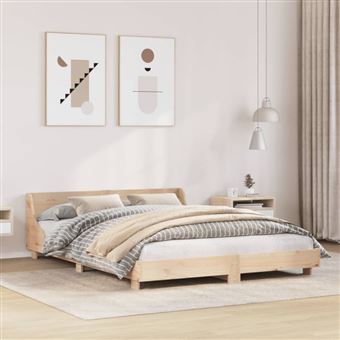 Cadre de lit sans matelas 140x190 cm bois de pin massif - 1