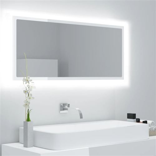 vidaXL Miroir à LED de bain Blanc brillant 100x8,5x37 cm Aggloméré