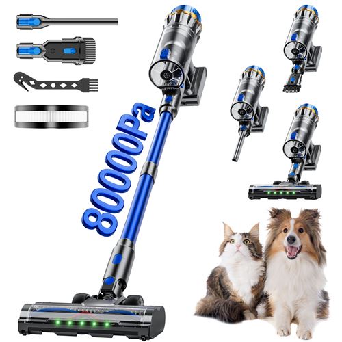 MESYA  ZV10 Aspirateur Balai Sans Fil, 650W/80KPa/80Min, Anti-Emm&ecirc;lement, Bac 1,6L, Tapis