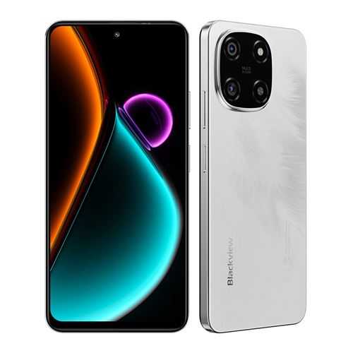 Smartphone Blackview Color 6 -6.67 -24Go -256Go -5000mAh-50MP-13MP,Empreinte digitale-Dual SIM 4G Android 15-Téléphone Portable -Blanc-199.4g
