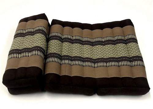 Tapis de yoga pliable avec bloc - design thaïlandais - Marron