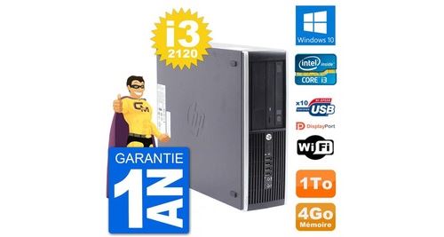 Pc hp compaq pro 6300 sff intel i3-2120 ram 4go disque dur 1to windows 10 wifi