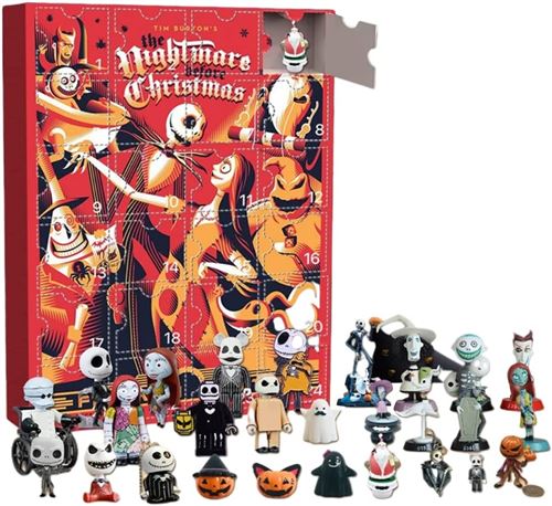 Horreur Figurine Calendrier de l'Avent d'Halloween 2022 FONGWAN Contient 24 Cadeaux avec Jouets Surprises pour Enfants - Rouge
