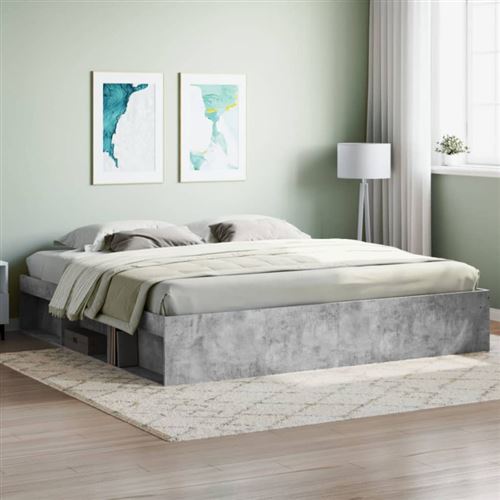 vidaXL Cadre de lit gris béton 200x200 cm