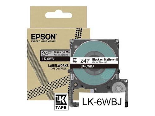 Epson LabelWorks LK-6WBJ - Noir sur blanc mat - Rouleau (2,4 cm x 8 m) 1 cassette(s) boîte de suspension - cartouche de bande - pour LabelWorks LW-C610