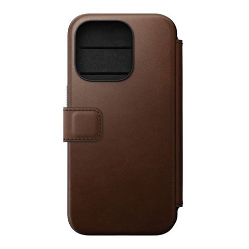 Étui Folio pour iPhone 15 Pro Magsafe avec Porte-cartes en Cuir Moderne Nomad Marron
