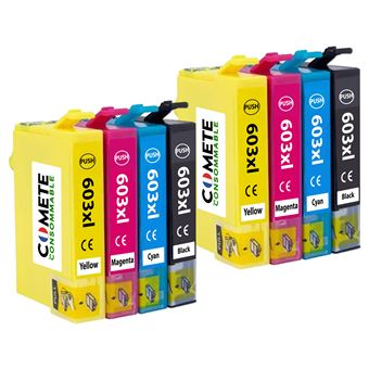 Cartouche d'encre Jumao Pack de 40 cartouches noirs (18,2 Ml) et couleurs  (14 Ml) compatibles pour EPSON 603 XL, XP-2100 2105 3105 - 