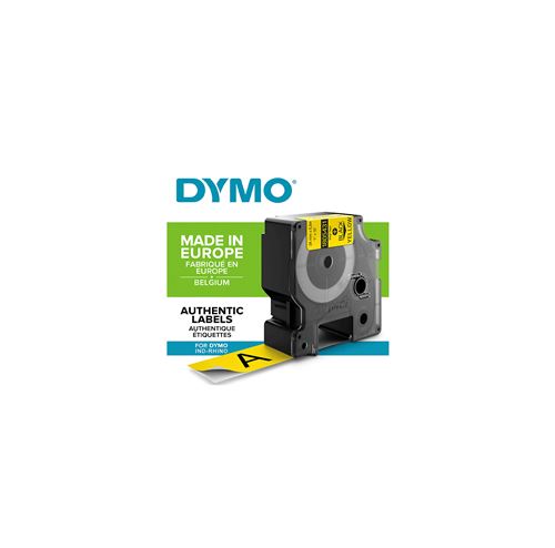DYMO Rhino - Etiquettes Industrielles Vinyle 24mm x 5.5m - Noir sur Jaune