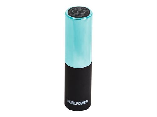 Realpower PB-Lipstick - Banque d'alimentation - 2500 mAh - 1 A (USB) - sur le câble : Micro-USB - vert