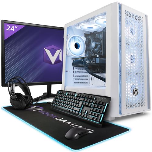 Vibox III-104 PC Gamer - 24" Écran Pack - 8 Core Intel i7 10700F Processeur 4.8GHz - Nvidia RTX 3060 Ti 8Go - 16Go RAM - 1To NVMe M.2 SSD - Windows 11 - WiFi