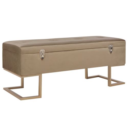 Vidaxl Beige Banc Avec Compartiment De Rangement - 105 Cm Velours - Image 3