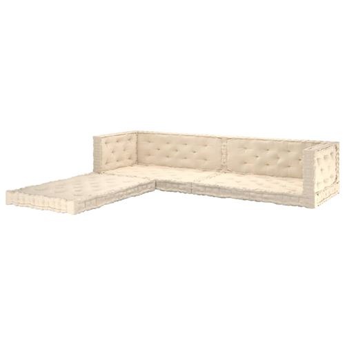 vidaXL Coussins de plancher de palette 7 pcs Beige Coton