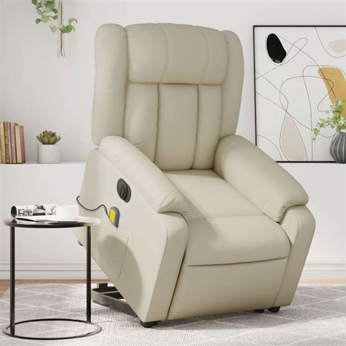 Vidaxl Fauteuil De Massage Électrique - Crème Similicuir - Image 3
