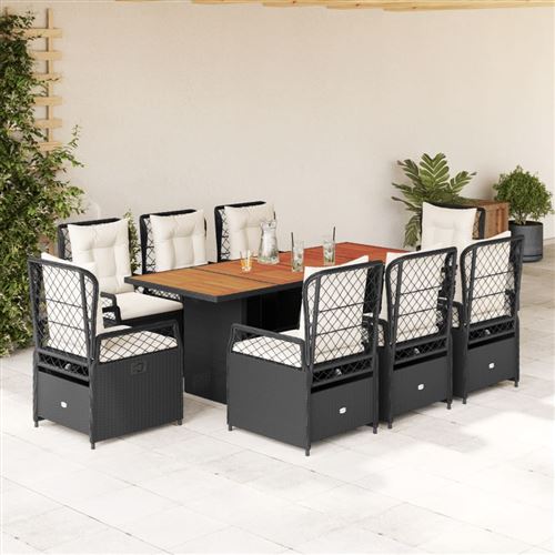 Vidaxl Noir Ensemble À Manger 9Pcs - Image 2