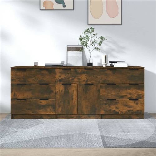 Non Communiqué Chêne Fumé (Brun) Buffets 3 Pcs Chêne Fumé Bois D Ingénierie