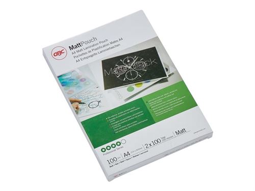 GBC Matt Pouch - 200 micromètres - pack de 100 - mat - 216 x 303 mm pochettes plastifiées