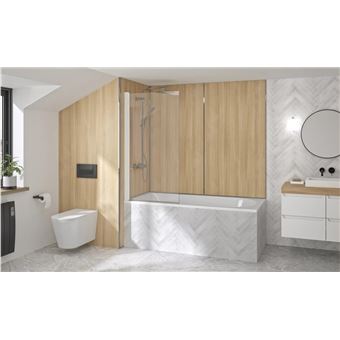 Pare-bain SAMOA III verre transparent profilé blanc - KINEDO - PB150BTN - 1