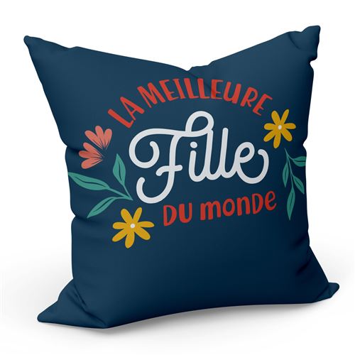 Fabulous Housse de coussin Bleu La Meilleure Fille du Monde [40x40 cm]