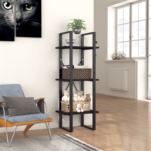 vidaXL Bibliothèque à 3 niveaux Noir 40x30x105 cm Aggloméré