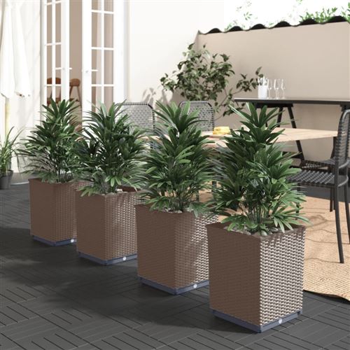 Non Communiqué Marron Vidaxl Jardinières 4 Pcs 30X30x37 Cm Polypropylène - Image 1