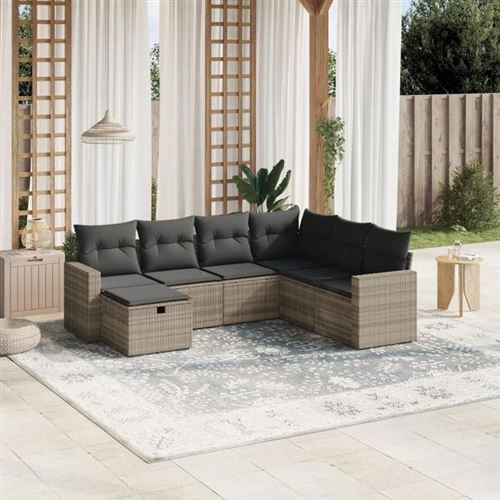 Non Communiqué Gris Vidaxl Salon De Jardin Avec Coussins 7 Pcs, Canapés De Terrasse, Ensemble De Meubles De Patio, Mobilier D'extérieur, 3263528